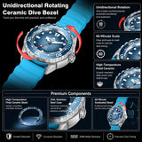 Solar Powered Luxury Quartz 316L Stainless Steel Case Waterproof 300M Dive Watch