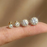 Sterling Silver Six Claws Sparkling Moissanite Diamonds Flat Back Stud Earrings