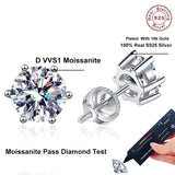 Luxury 2ct Moissanite Diamonds Earrings For Women and Men - Gold Plated Sterling Silver Stud Earring Fine Jewellery - The Jewellery Supermarket