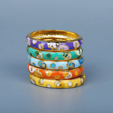 Classic Colorful Handmade Enamel Stackable 925 Silver Rings