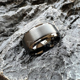 Stepped Beveled Brushed Finish 10MM Classic Men Women Tungsten Carbide Rings