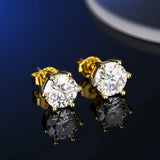 Classic D Colour VVS1 Moissanite Diamonds Stud Silver Earrings or Men and Women