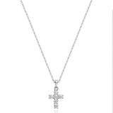 Charming 18KGP Full Moissanite Diamonds D Color Cross Crucifix Necklace - Silver Fine Jewellery For Women - The Jewellery Supermarket