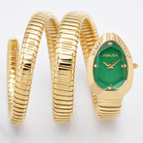 High Quality Gold Diamond Set Snake Shaped Dress Watch Bangle Unique Brand Watch