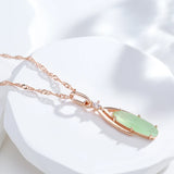 Personality 14K Filled Rose Gold Oval Mist Green AAA Zircon Pendant - Luxury Necklace for Women Party Jewellery