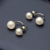 Front-and-Back Ear Jacket Design Multicolour Real Pearls Silver Stud Earrings