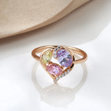14K Gold Filled Hollow Love Translucent Colored AAA Zircon Crystal Versatile Ring