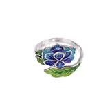 Lucky Lotus Flower Handmade Ethnic Style Coloured Enamel Leaf Ring