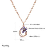 Amazing 14K Filled Rose Gold AAA Purple Zircon Crystals Flower Necklace - Luxury Vintage Style Jewellery