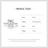Luxury Radiant Cut AAAA Lab Created Diamond 925 Sterling Silver Fine Rings