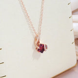 Trendy Flower Design Filled 14K Rose Gold Square Garnet Red AAA Zircon Crystals Necklace - Fine Jewellery