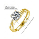 925 Silver Classic Simple, Versatile Moissanite Diamond Solitaire Wedding Engagement Ring for women - Fine Jewellery