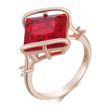 14 Karat Filled Gold Square Red AAA Zircon Crystal High Quality Daily Fine Rings for Women