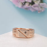 14K Rolled Gold Minimalist Belt Shape AAA Zircon Diamond Large Size Fashion Ring