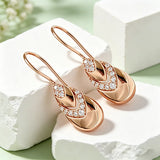 14K Gold Filled Unusual Glossy AAA Zircon Diamonds Long Drop Trend Geometric Earrings
