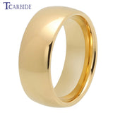 Gold-Color Domed High Polished Finish Tungsten Carbide Men Women Wedding Rings