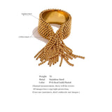 18K Gold Plated Stainless Steel Chain Tassel Adjustable High Quality Charm Stylish Ring