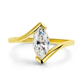 New Design 1CT Marquise Cut VVS1 D Colour Moissanite Diamond Solitaire Silver Ring