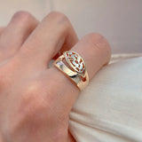 New Vintage Luxury Filled Rose Gold of 14-Karat Purity Hollow Pattern Romantic Rings - Trendy Fine Jewellery