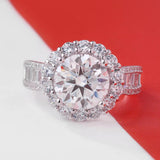 Flower Halo D Colour VVS1 3CT Moissanite Diamonds Ring 925 Silver Wedding Engagement Fine Jewellery GRA Certified