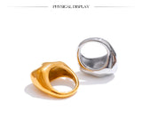 18K Gold Plated Stainless Steel High Quality Texture Geometric Cast Statement Ring