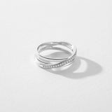 Sterling Silver AAAA Simulated Diamonds Simple Geometric Cross Line Ring - Original Design Fine Jewellery - The Jewellery Supermarket