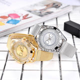 Famous Brand Fashion Luxury Watches - Quality Crystals Gold Silver Colour Stainless Steel Dress Quartz Ladies Watches - The Jewellery Supermarket
