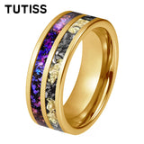 Orion Nebula and Meteorite Gold Foil Inlay 8MM Tungsten Carbide Rings