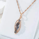14K Gold Filled Grey AAA Zircon Crystal Rhombus Pendant Necklace Luxury Jewellery