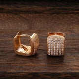 Excellent Square Rolled 14K Rose Gold Fashion AAA Zircon Diamonds Earrings -  Luxury Trendy Fine Jewellery