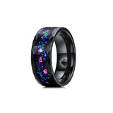 New Arrival Galaxy Multi-Faceted Edge Blue Opal Inlay Tungsten Carbide Ring Mens Women Wedding Rings - The Jewellery Supermarket