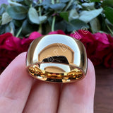 Gold-Color Domed High Polished Finish Tungsten Carbide Men Women Wedding Rings
