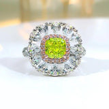 Luxury Fashionable Flower Style Olive Green Ring Set with High Quality AAAAA High Carbon Diamonds Fine Jewellery