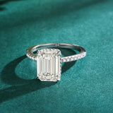 Superb Emerald Cut AAAA Lab Created Diamond 925 Sterling Silver Luxury Ring