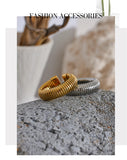 18K Gold Plated Fashion Stainless Steel Round Elastic Minimalist Metal Classic Open Ring