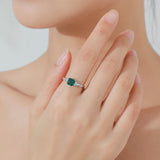 Elegant Green Emerald Cut AAAA Lab Created Diamond S925 Sterling Silver Ring