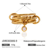 Fashion Stainless Steel 18K Gold Colour Plated Plain Zirconia Multi Ring