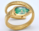 High Quality Gold Diamond Set Snake Shaped Dress Watch Bangle Unique Brand Watch