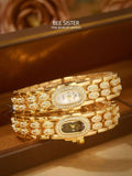 Fashion Gold Bracelet Stainless Steel Quartz Vintage Ladies Watches -  Zircon Diamonds Wristwatches Gifts for Women