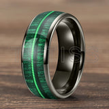 Dome Polishing Inlaid Green Wood Guitar String 6/8mm Men's Women's Tungsten Rings