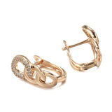 14K Filled Gold Hollow Round Chain With AAA Zircon Diamonds Dangle Elegant Earrings
