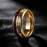 Red Opal and Meteorite Inlaid Gold Foil 6MM 8MM Men and Women Tungsten Rings