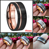 Excellent Offset Grooved Brushed 8MM Tungsten Wedding Rings for Men Women