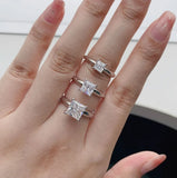 Terrific 1/2/3/4CT Princess Cut VVS1 D Colour Moissanite Diamond Silver Engagement Ring