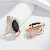 14 Karat Gold Filled Unusual Shiny Black White AAA Zircon Crystals Dangle Luxury Earrings