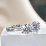 Real 2-4ct D Coluor Round Cut 3 Stone Moissanite Diamond Wedding Engagement Promise Rings 925 Silver Fine Jewellery