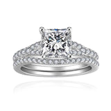 Full Moissanite Diamonds Princess Ring Set with GRA Certificate Wedding Engagement Sterling Silver Bridal Jewellery