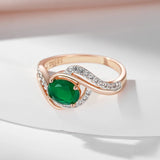 14K Gold Filled Luxury Dark Green AAA Zircon Diamonds Vintage Fine Rings For Women