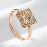 New Arrival Luxury Rolled 14K Rose Gold Hollow Square AAA Zircon Dimonds Ring -Luxury Vintage Jewellery