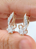 14 Karat Gold Filled two tone Unique Full Shiny AAA Zircon Diamonds Dangle Earrings